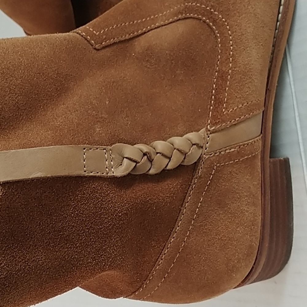 Report Rudy Leather Suede Tan Pull On Ankle Bootie 10 - Picture 3 of 12